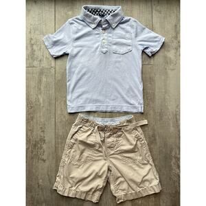 Baby Gap Toddler Boys 2 Piece Outfit Set Khaki Shorts Polo Golf Shirt 3T READ!